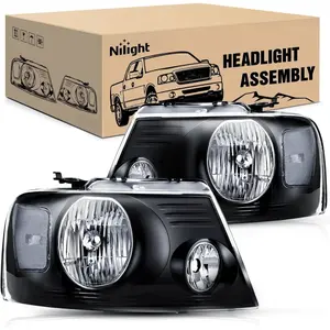 Nilight 2004 2005 2006 2007 2008 Ford F150 2006 2007 2008 Lincoln Mark LT Headlight Assembly Black Case Clear Reflector