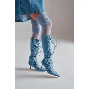 AZALEA WANG EMMALINE DENIM STILETTO BOOT