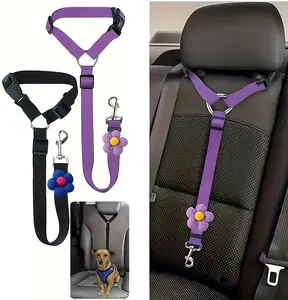 2 Packs Adjustable Dog Car Seatbelt Harness, Pet Safety Seat Belt for Dogs and Puppy, Headrest Restraint Tether for Car Travel, Secure Pet Accessories for Vehicle Seats.