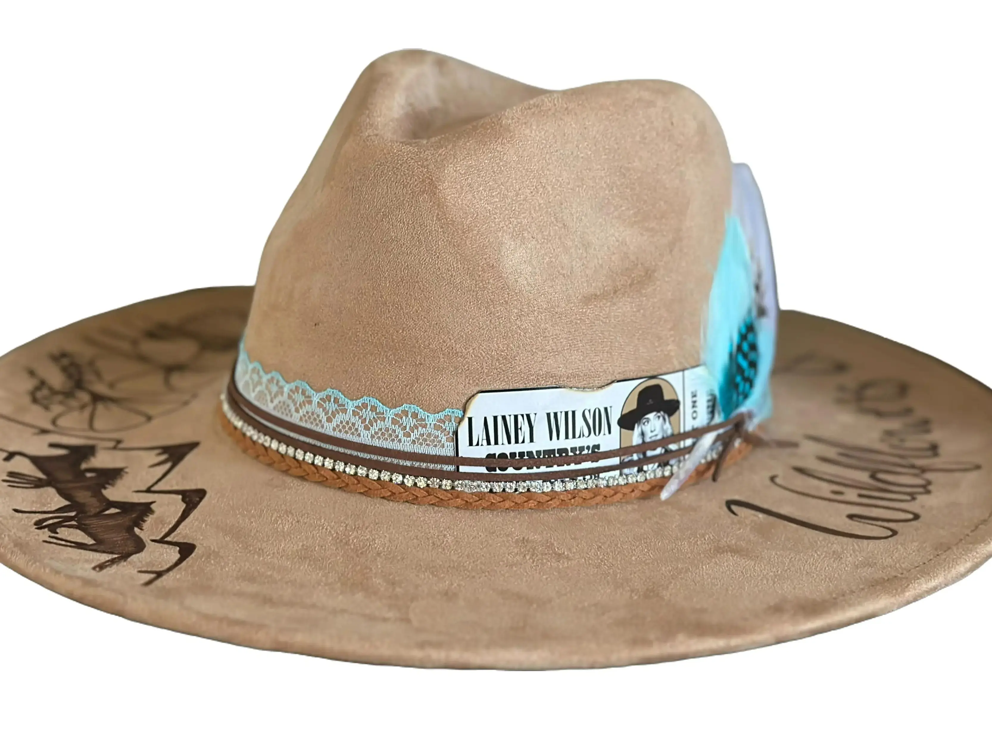 Custom Hand-Burned Western Hat Lainey Wilson Concert - Wildflowers Wild Horses