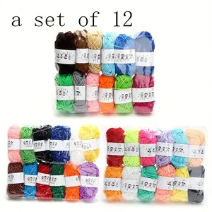 12pcs Mixed Color Crochet Knitting Yarn Set, Including 3.5MM Crochet Hook And 5 Marking Needles And 6 Stitching Needles, Suitable for DIY Crafts, Sewing, Knitting And Crochet Acrylic 100.00%, Diy Kits (Random Colors, Random Packaging)