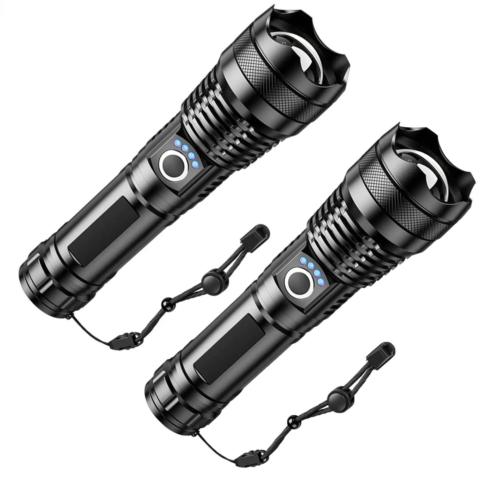 2-Pack Rechargeable High Luminance LED Flashlights, 90000LM Super Bright, 5 Adjustable Modes, Waterproof Handheld Flashlight with USB Cable for Home, Camping, Emergency Use