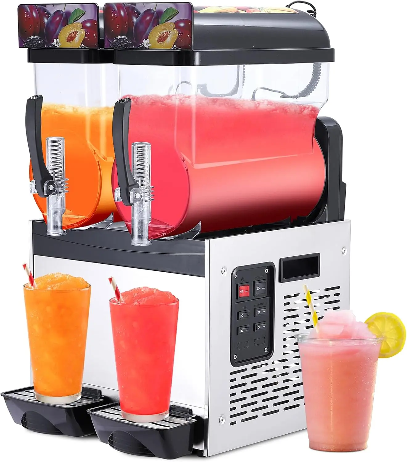 【Christmas Gift】Commercial Slushy Machine, 30L/8 Gal Frozen Margarita Machine, Self-Cleaning, 700W Stainless Steel Slushy Machine for Snow Melts, Cocktails, Homes, Coffee Shops, Restaurants