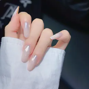 Cai She · Sending Spring Breeze - Cool and Elegant Milky White Gradient Electroplated Handmade Wearable Nails, Ten-Piece Set