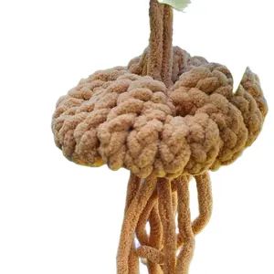 Handmade Light Brown Jellyfish Plush - Super Soft Velvet Chenille Yarn Adorable Stuffed Animal Toy