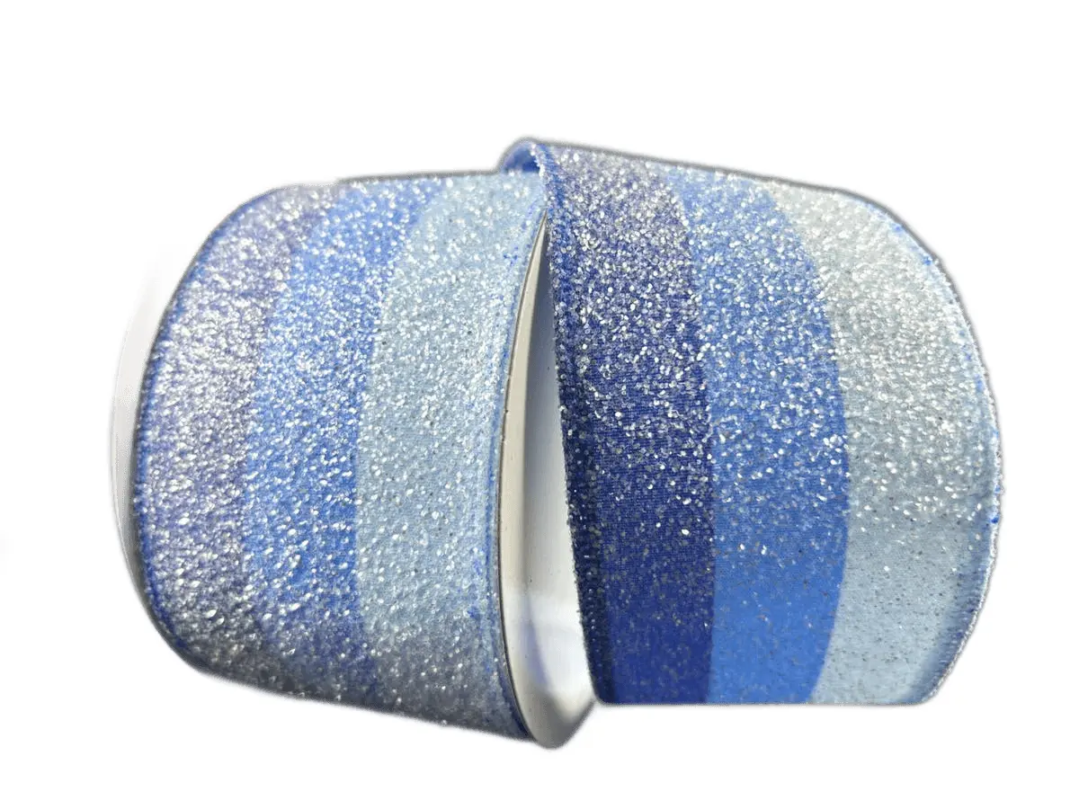 Royal, Turquoise & Aqua Candied Stripe Ribbon – 2.5" x 10yd