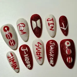 Korean Inspired Press-on Nails, Custom K-pop Almond False Nails VA32WS