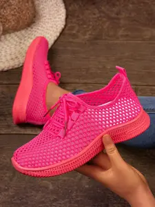 Women's Ultra-Breathable Hollow Mesh Sneakers - Lightweight Lace-Up Casual Walking Shoes for Daily Commute, Outdoor Walks and Casual Streetwear