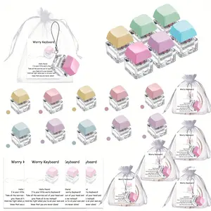 Gift for Her/Him Gift for Her/Him 48pcs in Fidget Keyboard Keychain, Perfect As Party Favors for 16 Guests, DIY Crafts, Party Supplies