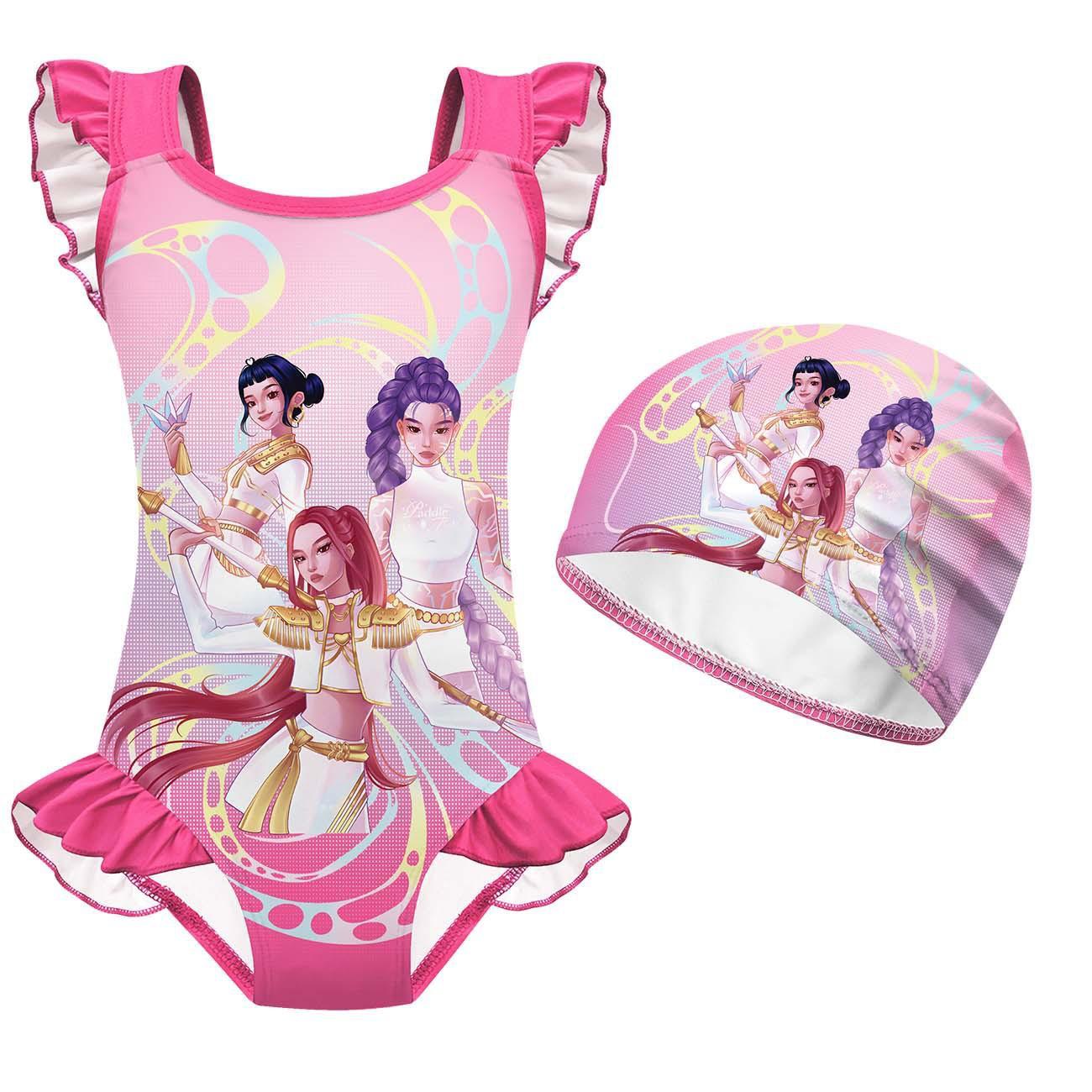 2026 New Arrival: K-Pop-Style "Demon Huntress" Girl Group Outfit — High-Stretch, Lace-Trimmed One-Piece Swimsuit & Cosplay Set