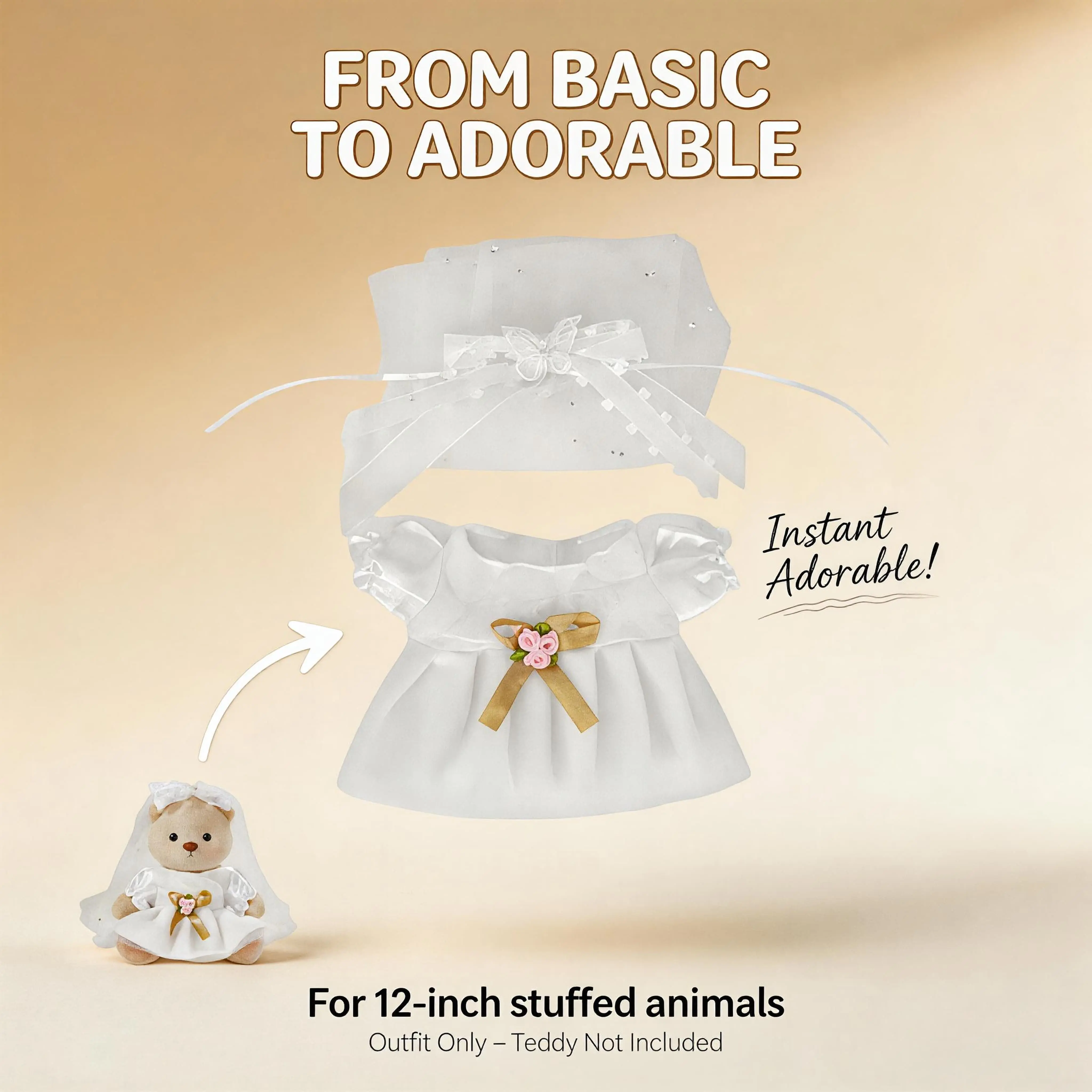 12-inch white wedding dress two-piece set