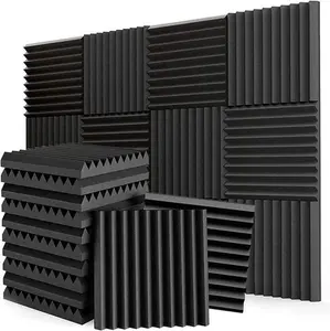 48PACK Acoustic Foam Panel Wedge Studio Soundproofing Sound Absorbing Wall Tiles Black
