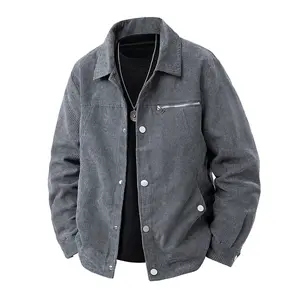Men's Autumn Casual Corduroy Flight Jacket with Front Flap Pocket snap design Decoration Everyday Men's Coat Medium Size Vintage Style Long Sleeve