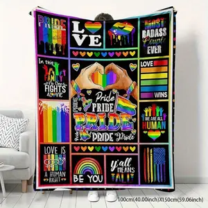 [Comfortable LGBT Blanket] Colorful Soft Rainbow Pride Blanket | Warm Flannel Throw, LGBT Adult Gift, for Couch Bed Travel