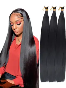 30 Inch Straight Hair Extensions 3 Packs Bone Straight Braiding Hair, Soft Synthetic Bundles Crochet Braids Hair Bundles for Braiding, Synthetic Hair Wigs