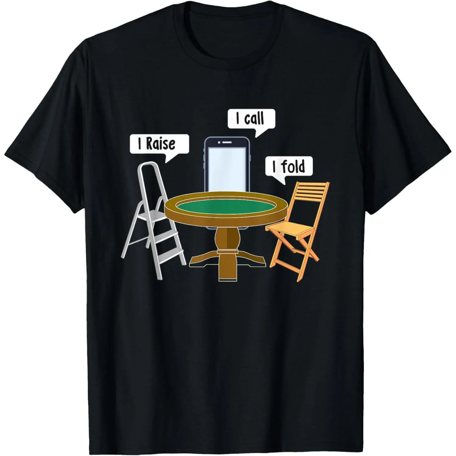 Men's Classic Soft Cotton T-Shirt, Short Sleeve Relaxed Fit Round Neck Top with "I Raise I Call I Fold" Poker Graphic, Casual, Breathable, Tee, Tshirt, Comfy, Shortsleeve, Fabric, Menswear, Breathable Fabric, Classic Crew