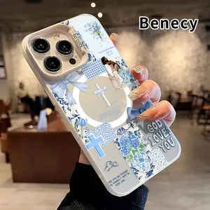 Jesus Magnetic Phone Case for iPhone 15 16 14 Pro Max 13 12 11 XR XS Plus Shockproof Drop Protection Durable PC Smartphone Cover Cellphone Protective