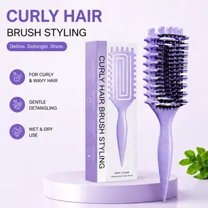 Curly Hair Styling Brush, Curl Defining Detangler Brush for Wet & Dry Hair, Anti-Frizz Reduces Breakage, Gentle Detangling Comb for All Curl Types 3A-4C, Wash Day Styling Tool,hair brush