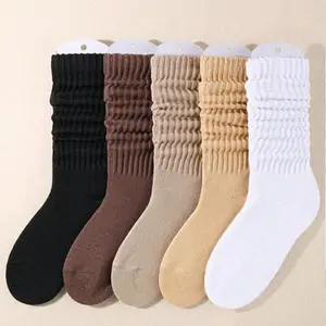 5 Pairs Women��s Slouchy Crew Socks �C Comfortable Soft Cotton Blend Mid-Calf Socks, Breathable & Durable for Casual, Sports, Travel, and Everyday Wear