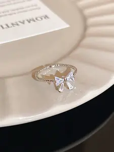 Cute Bow Design Ring, Adjustable Ring for Women & Girls, Fashion Jewelry for Party, Daily Clothing Decor, Trendy All-match & Exquisite Jewelry for Birthday Gift