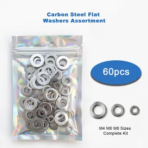Carbon Steel Flat Washers Assortment | M4 M6 M8 | For DIY Hardware & Fastener Kits fender