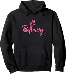 Bethany the Queen / Pink Crown for Women Called Bethany Pullover Hoodie - Robynreede Shop 49B09YLTLD5S