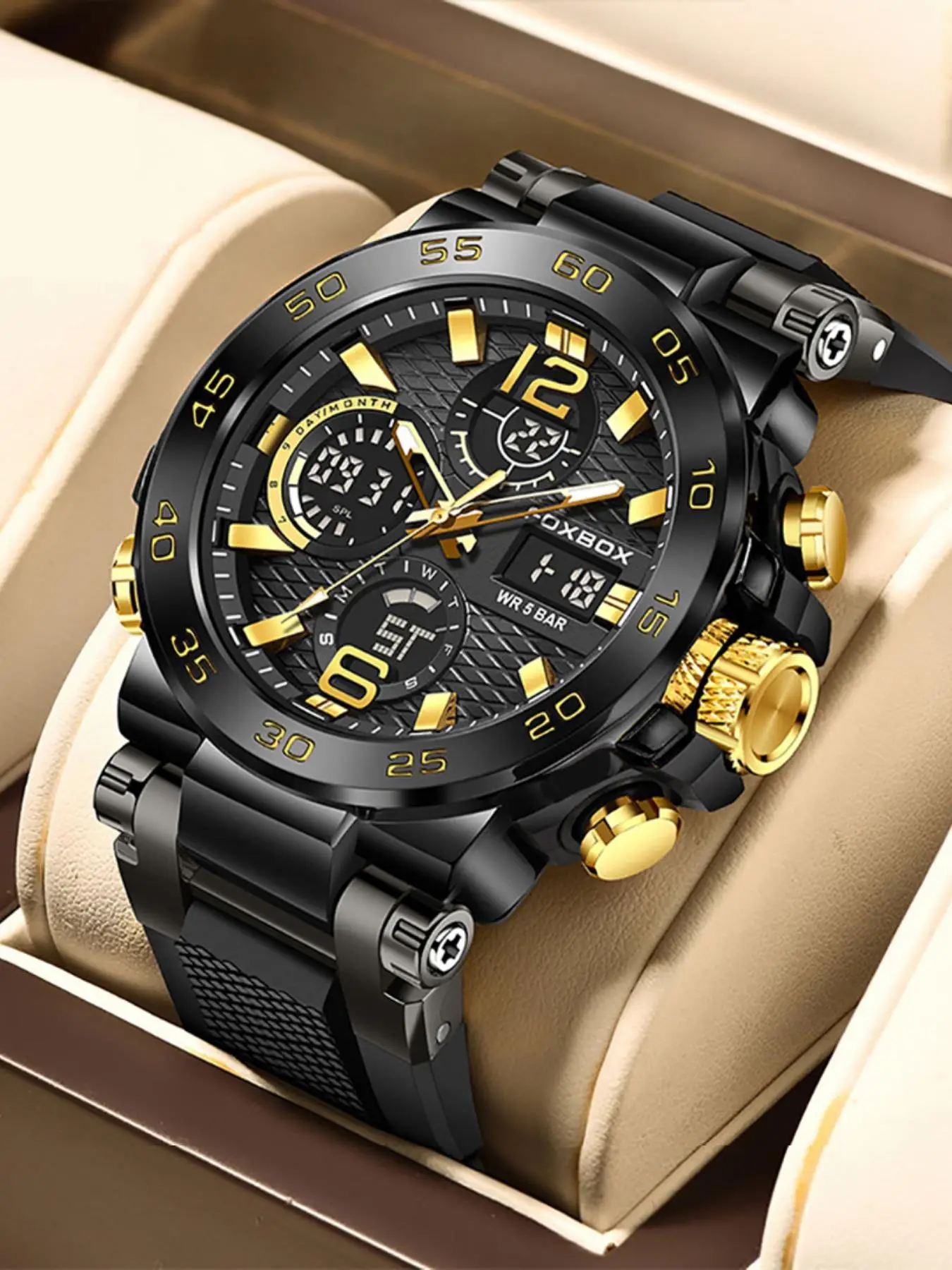 Men's Business Fashion Digital Watch As Gift, Durable Watch for Party, Daily Clothing Decor, Summer 2024 Trendy Multifunctional Watch for Birthday Gif
