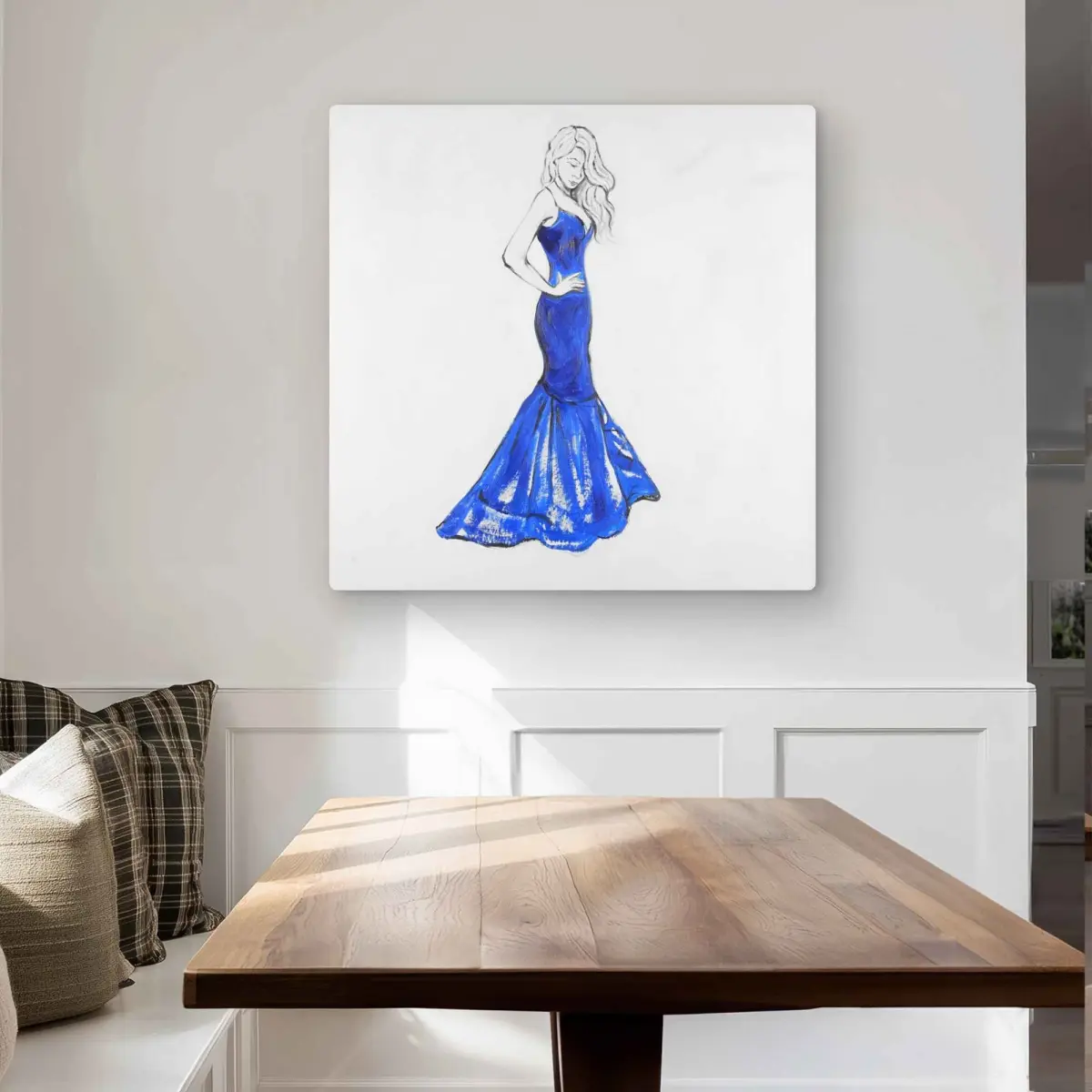 Begin Home Decor C1MP3232AU8L8Z 32 x 32 in. Lady In Dress Wall Art - Illustrative Woman Metal Print