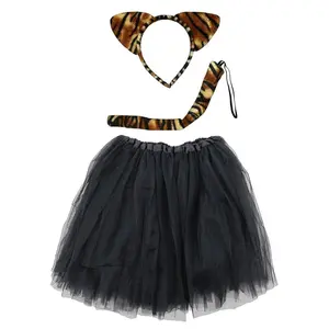 Tiger Costume Set for Adults & Plus Size – Tutu Skirt, Tail & Headband Ears – Animal Outfit for Halloween & Cosplay