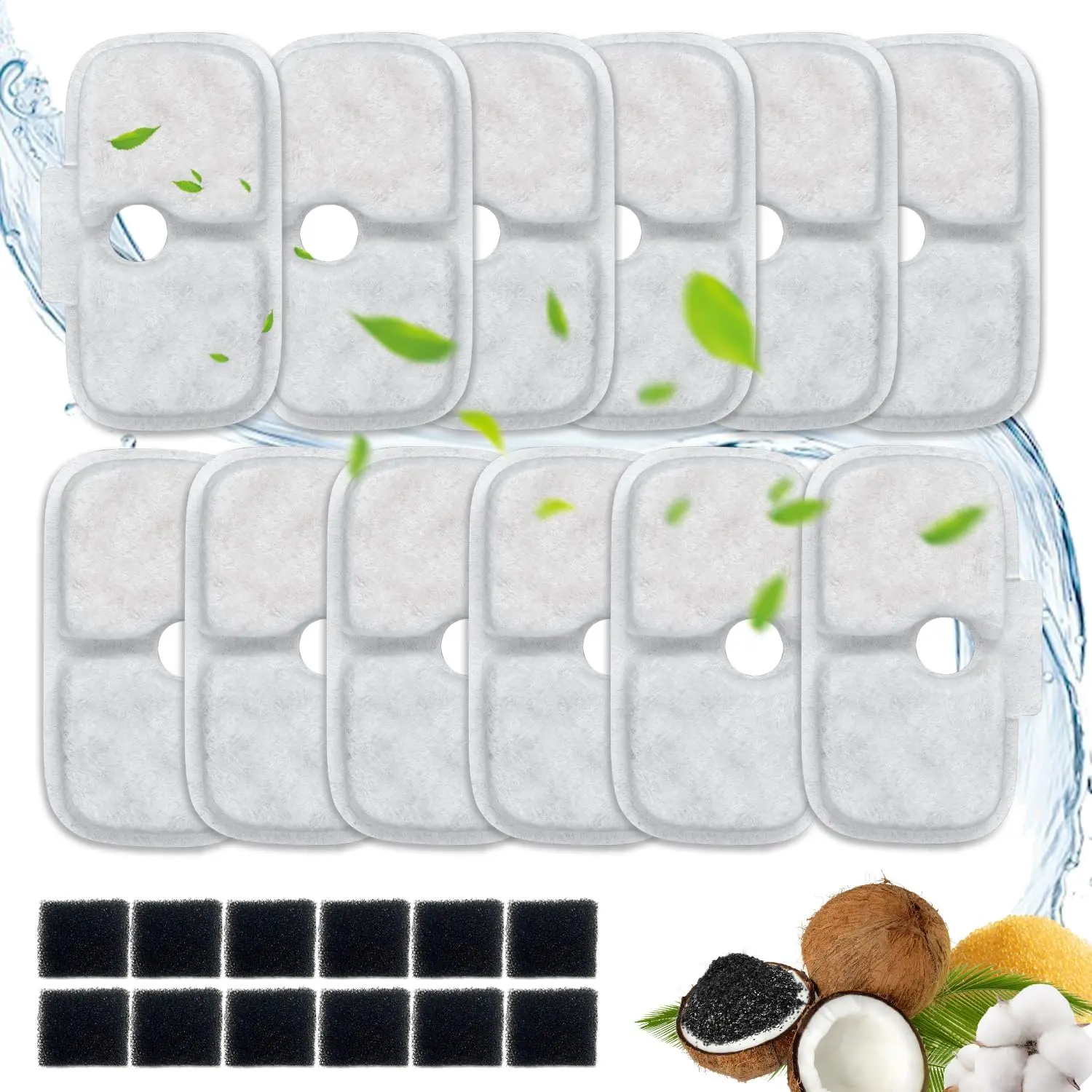 24 Packs for Petlibro  Water Fountain Filters Replacement, Compatible with PETLIBRO(R)Dockstream  Water Fountain PLWF005 PLWF115 PLWF105 (12 Replacement Water Filters + 12Pre-Filter Sponges)