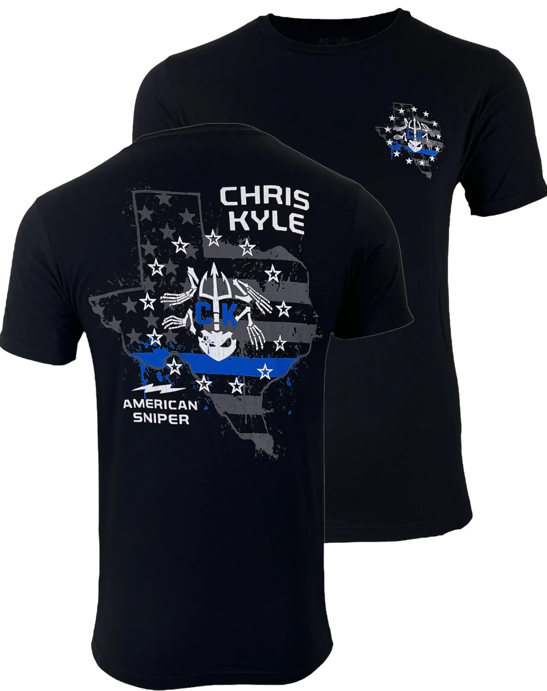 Howitzer Menswear Men's Chris Kyle Texas Respect Graphic T-Shirt - Patriotic 100% Ring-Spun Cotton Crew Neck Short-Sleeve American Heroes All-Seasons Military Casual Top, Tshirt