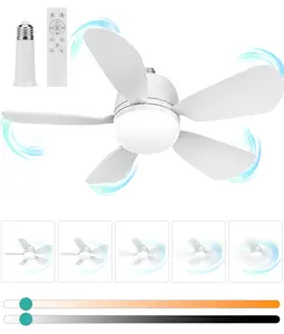 30W Socket E26 Base Ceiling Fan Light,3-Speed Wind Dimmable Ceiling Fan Lights,Ceiling Fan with Lamp for Lightbulb Base, 2 In 1 Fan Lights for Bedroom, Cooling Fan Lamps for Bedroom, Indoor Lighting, Fan with LED Lights