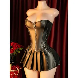 Women'S Sexy Lingerie Set, Role-Playing Three-Piece Outfit, Sexy Off-Shoulder Drawstring Bodysuit, Hot Short Skirt, Bedroom Photo Shoot, Essential for Role-Playing Parties, Sexy Clothing, Sexy Party Wear, Sexy Role-Play Outfit, Sexy Role-Play Clothing