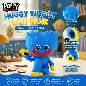 Poppy Playtime Official Piggy Bank, Huggy Wuggy Collectible Coin Bank, Horror Game Fan Gift, Unbreakable Money Saving Box