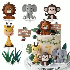13 Piece Forest Leaf Cake Decorations, Jungle Animal Cake Picks, Birthday Tree Shape, Baby Shower, Baptism, Forest Theme Party