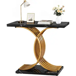 VEVOR Entryway Table, 39.4 Inch Gold Console Table, Narrow Console Table with Metal Frame, Modern Console Sofa Table for Living Room, Entryway, HallwayVEVOR Super Brand Day