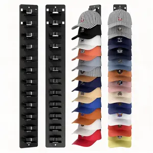 Over Door Hat Hanger for Baseball Caps, 2Pack Adhesive Wall Rack Holds 24 Hats for Small Spaces