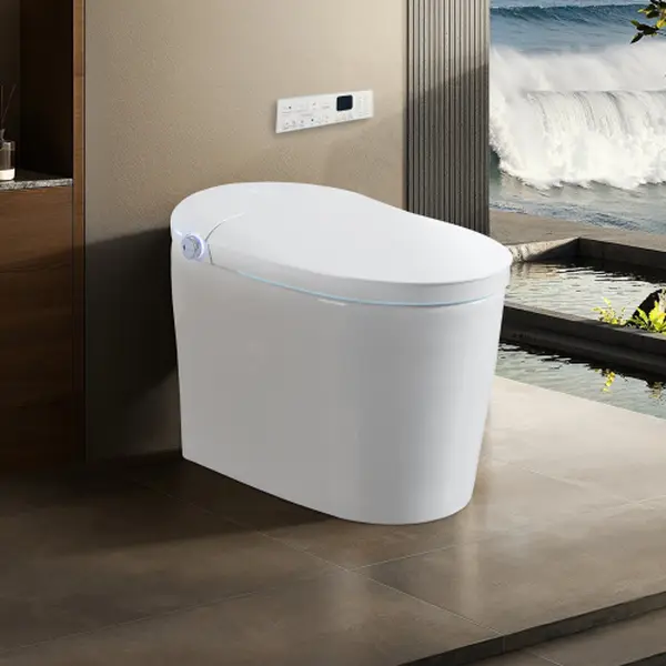Bellemave  Tankless Smart Toilet With Bidet Built In, One-piece, Auto Flush, Auto Open/Close,Heated Seat, Bubble Wash,Warm Water and Dry, Adjustable Temp,Remote Control Side Know