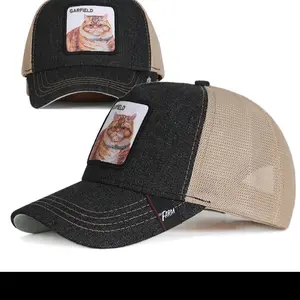 Vintage Embroidered Garfield Cat Patch Trucker Cap for Men