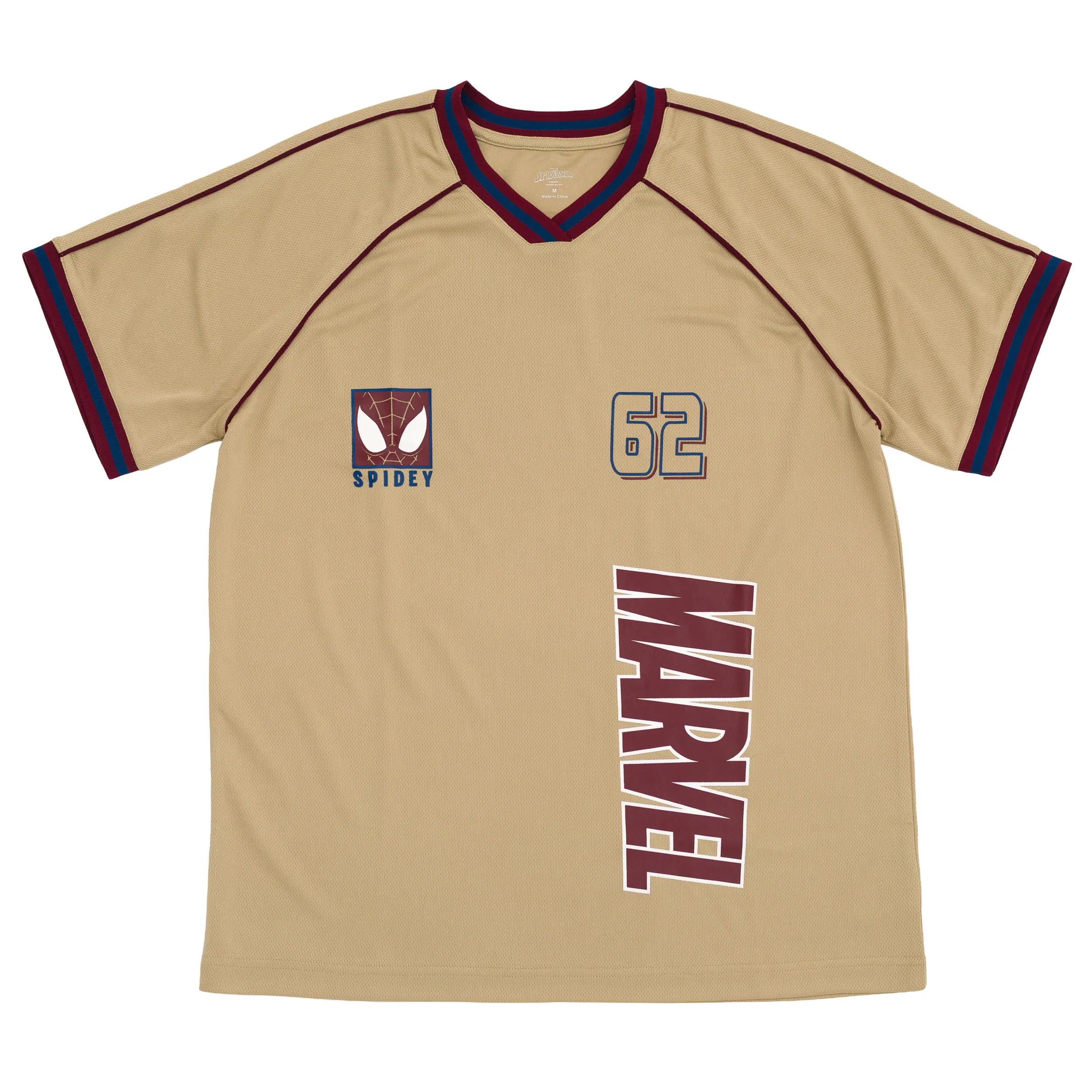 Marvel Spider-Man Men's Short Sleeve Mesh Raglan Graphic Tee Khaki