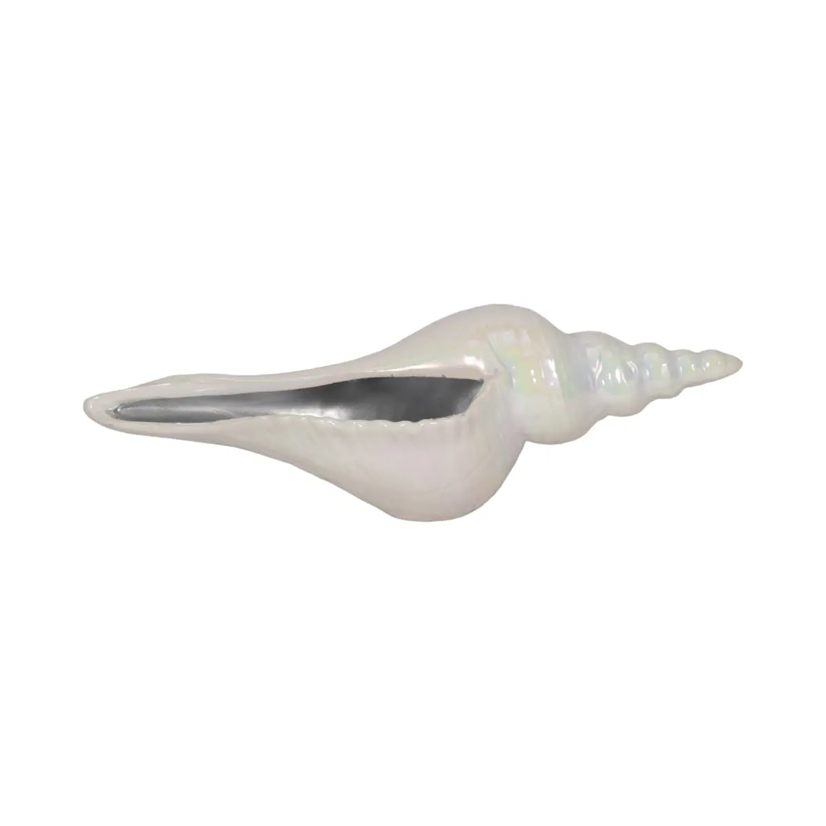 212 MAIN 12 in. Iridescent Seashell Wall Ornament, Silver & Ivory Accents, Home Decor Piece