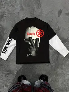 Men's Graphic Patchwork Short Jacket, Loose-Fit Thin Fabric, Street Style, All-Season Wear, Casual Daily