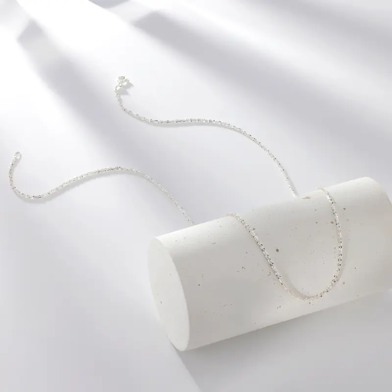 JTV Sterling Silver Criss-Cross Chain Fashion Necklace for Adults, Elegant Durable Silver Style Daily Wear Necklace Suitable for All Seasons