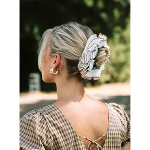 Fancy That Textured Scrunchie Blue Check