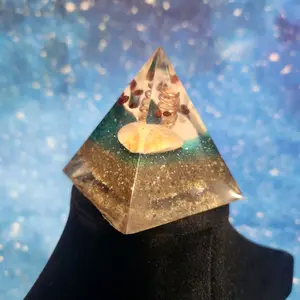 Small Ocean Vibes Orgone InnerG Pyramid with Sand and Shells for Healing and Relaxation emf protection
