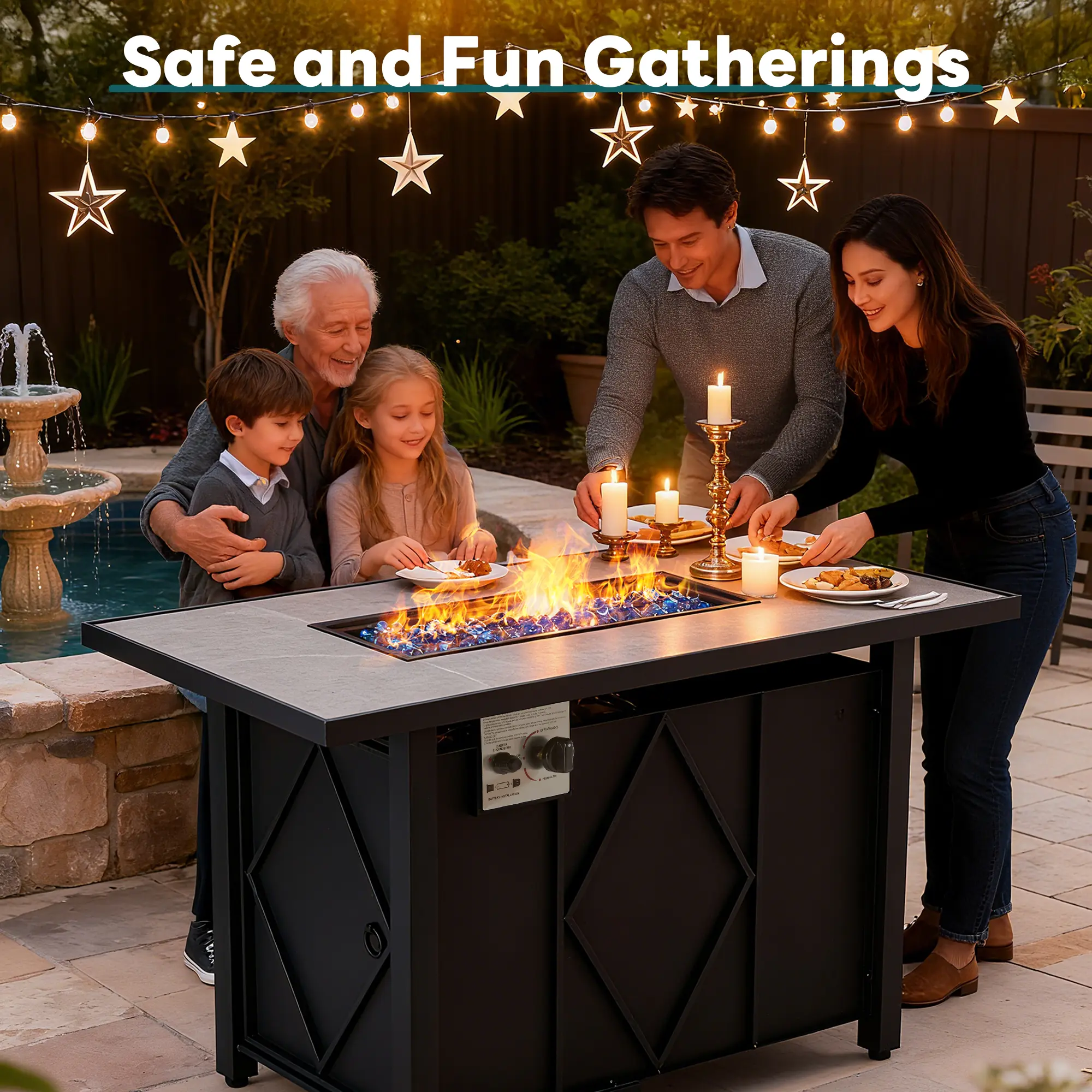 43-Inch CSA-Certified 50000 BTU Heavy Duty Gas Fire Pit Table, Outdoor Firepit for Patio, Backyard, Heavy Duty Firepit, Outdoor Fire Pits, Tabletop Fire Pit