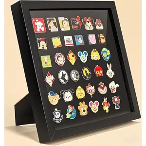 11x11 Wall and Tabletop Display Frame for Collectibles, Shadow Box with Durable Black Finish, Reusable Pin Holder, Organizer for Enamel Badges and Memorabilia, Versatile Decorative Showcase
