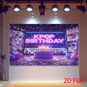 K-Drama-Themed Neon Sign Korean Group Logo And Song Birthday Party Background Banners - Ideal Birthday Item, Party Decoration, Suitable For Home, Garden, Indoor & Outdoor Decoration, Room Decoration For Teenage Boys And Girls