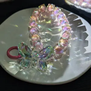 Cute Butterfly Design Phone Chain, Shiny Phone Lanyard, Universal Smartphone Lanyard, Keychain Accessory, Women Pendant for iPhone, Phone Charm