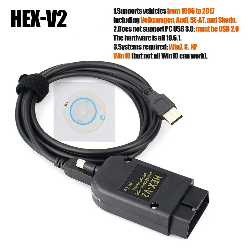 High Quality 1:1 HEX V2 VCDS Software Kit, Version 25.3 OBD2 Diagnostic Tool for VW, AUDI VAG COM Car Tester